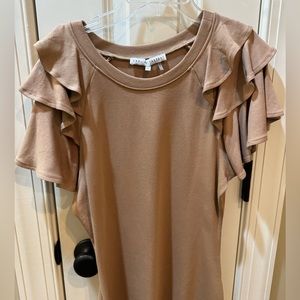 English Factory Blouse with Ruffled sleeves. Beige size S